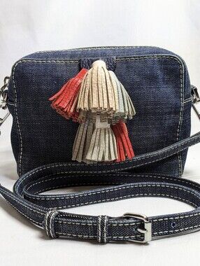 Rebecca Minkoff Denim Sofia Mini Crossbody, Leather Tassels, Adj, Spring 2017